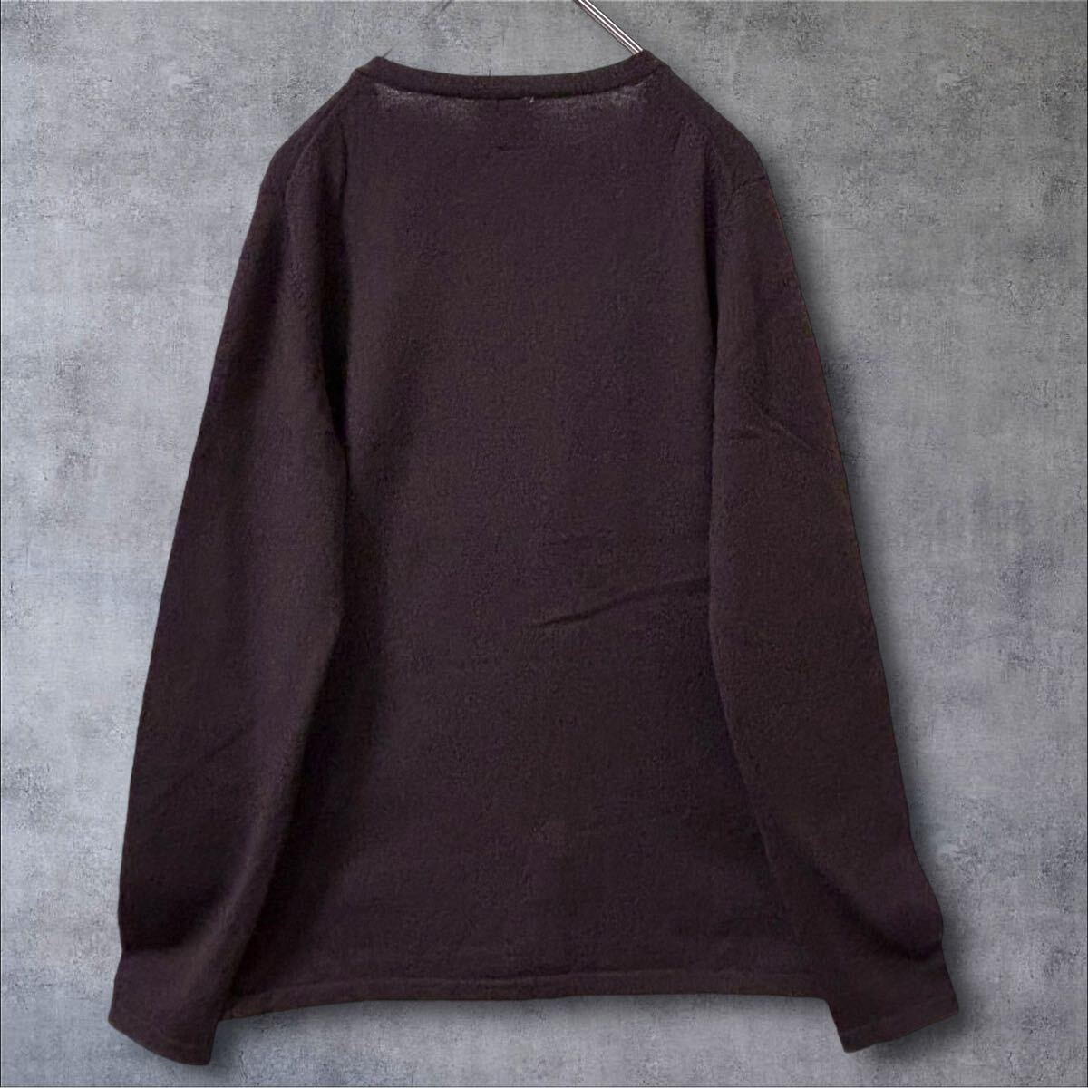 1554★美品★ef-de＊エフデ スクエアボタン カーディガン M ニット 羽織り ニットカーディガン ブラウン ウール混_画像6