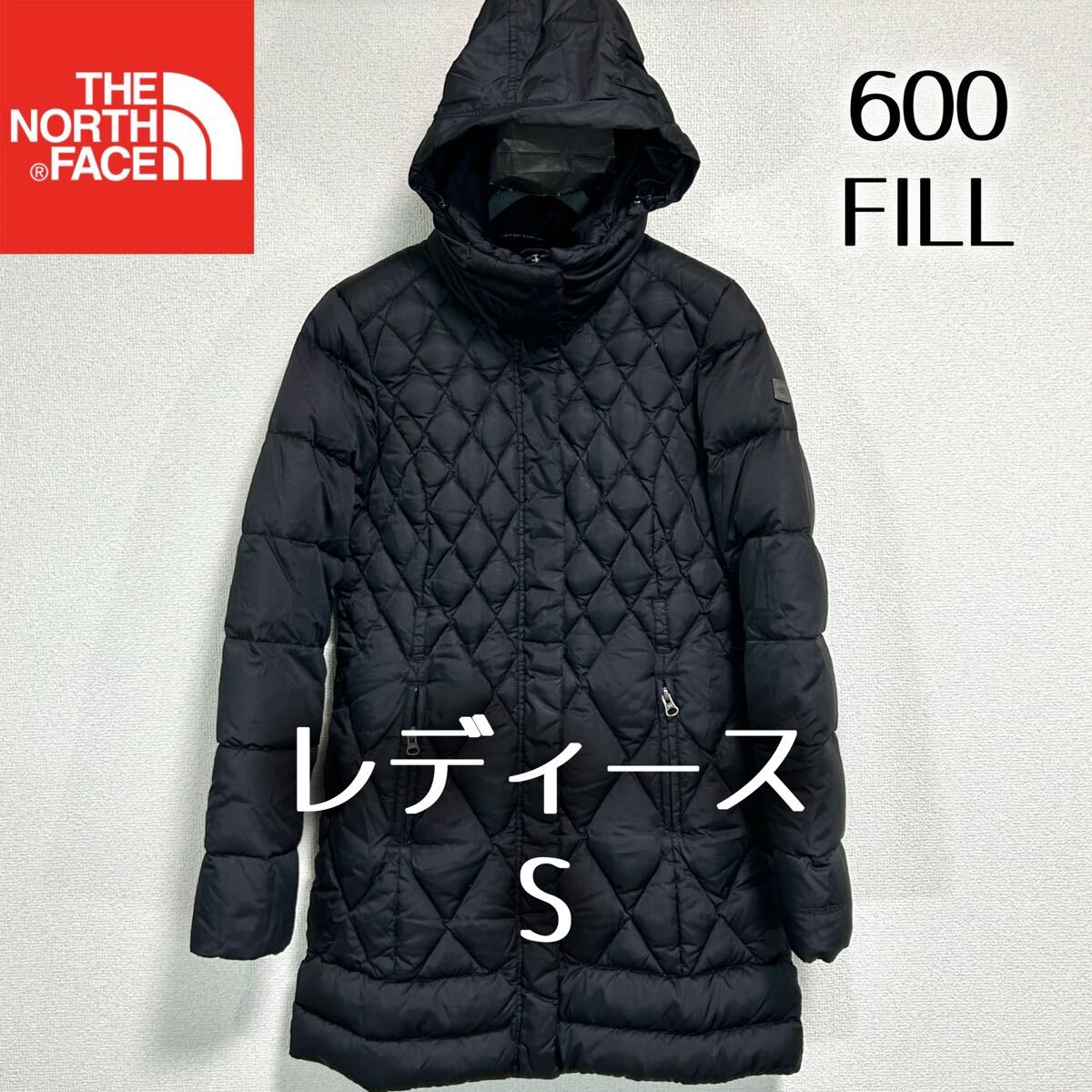 美品人気 ノースフェイス キルティングダウンコート レディースS ブラック 600FP THE NORTH FACE ロゴ刺繍 ヌプシ バルトロライト 黒