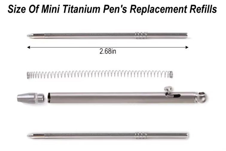 在庫処分特価! Mini Titanium Bolt Action Ball Point Pen チタン制 ミニ ボルト アクションペン リフィル6本付き EDC ガジェット