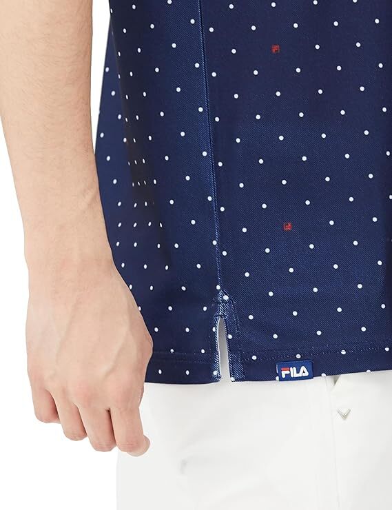 新品 フィラ ゴルフ 半袖 ポロシャツ Mサイズ 紺 ネイビー ドット 水玉 744-600 吸汗速乾 UVカット 税込8,250円 ゴルフシャツ 744600_画像5