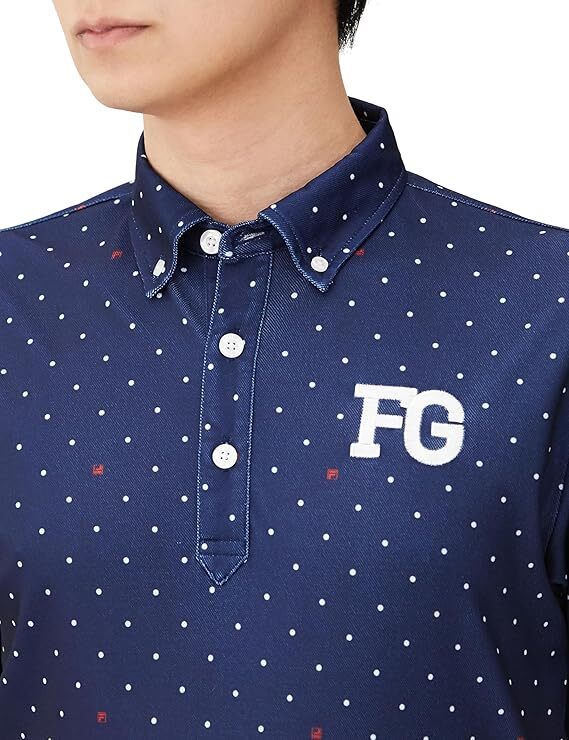 新品 フィラ ゴルフ 半袖 ポロシャツ Mサイズ 紺 ネイビー ドット 水玉 744-600 吸汗速乾 UVカット 税込8,250円 ゴルフシャツ 744600_画像3