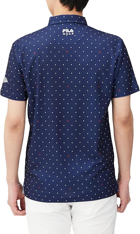 新品 フィラ ゴルフ 半袖 ポロシャツ Mサイズ 紺 ネイビー ドット 水玉 744-600 吸汗速乾 UVカット 税込8,250円 ゴルフシャツ 744600_画像2