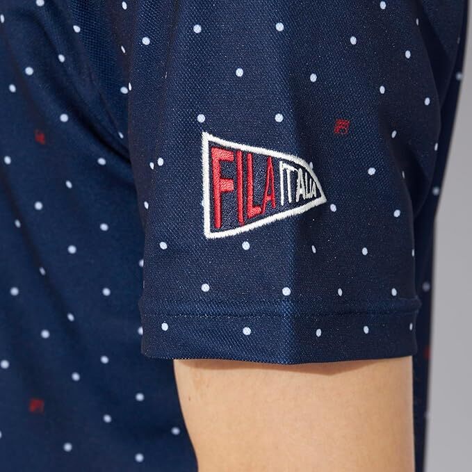 新品 フィラ ゴルフ 半袖 ポロシャツ Mサイズ 紺 ネイビー ドット 水玉 744-600 吸汗速乾 UVカット 税込8,250円 ゴルフシャツ 744600_画像6