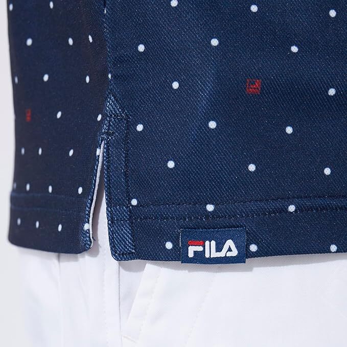 新品 フィラ ゴルフ 半袖 ポロシャツ Mサイズ 紺 ネイビー ドット 水玉 744-600 吸汗速乾 UVカット 税込8,250円 ゴルフシャツ 744600_画像7