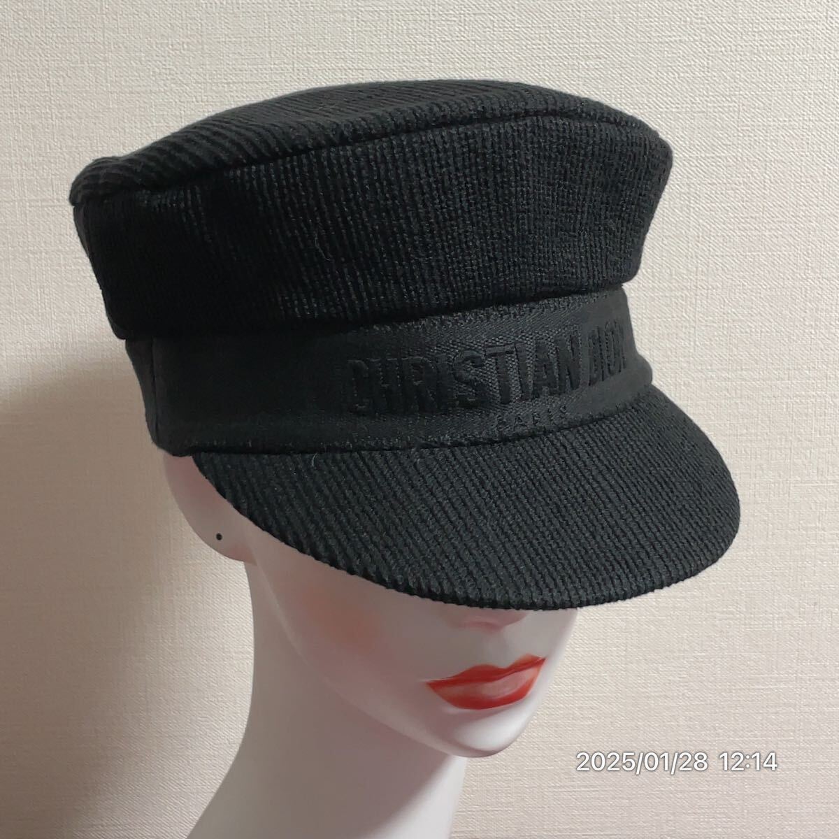 極美品 Dior クリスチャン ディオール ブランドロゴ刺繍 ブラックカラー キャスケット キャップ 帽子