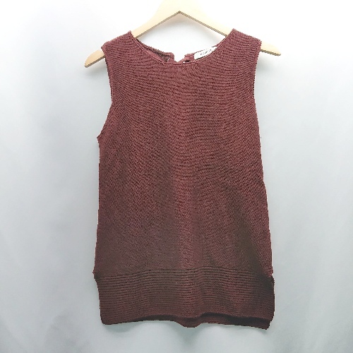 ◇ moussy マウジー ニット リボン レイヤード 重ね着 おしゃれ ベスト サイズFREE レッド レディース E