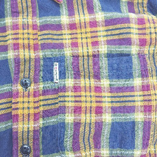 ◇ BLUE GEM 起毛 チェック柄 胸ポケット ボタン シンプル オシャレ 綺麗め 長袖 シャツ サイズ1 マルチ系 メンズ E