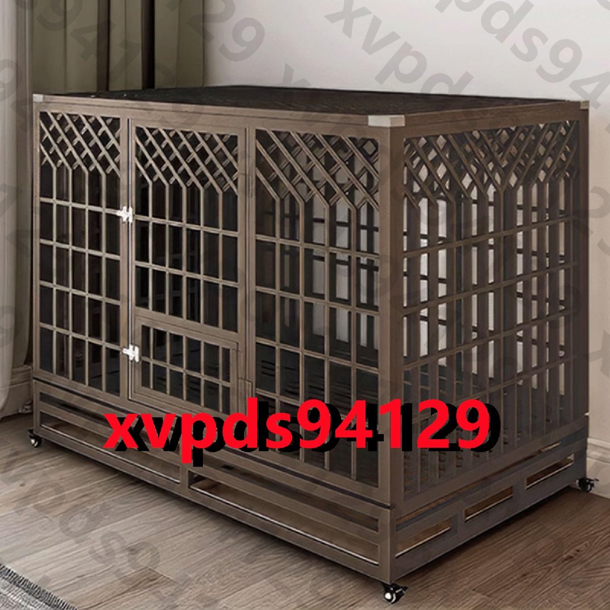 ペットケージ 折りたたみペットケージ パノラマ天窓 プーリーデザイン 耐荷重330kg 犬サークル (95X65X80CM)