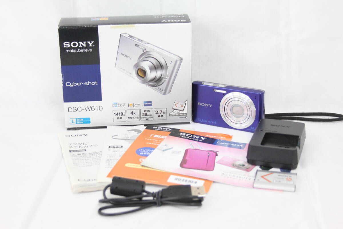 ソニー SONY Cyber-shot DSC-W610 ブルー 4x バッテリー チャージャー付き コンパクトデジタルカメラ M1973