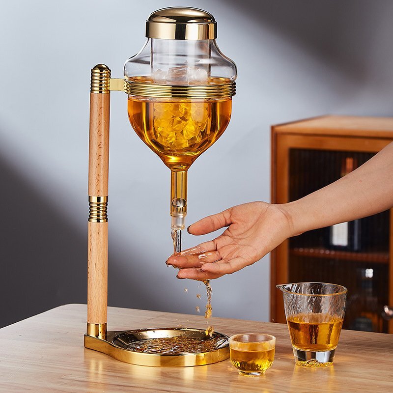 OHJ1491★上質冷酒器セット カップ5個付き 日本酒 ディスペンサー 酒 ガラス酒器セット 和風冷酒ポット 冷酒耐熱ガラス 酒器 ワインセット