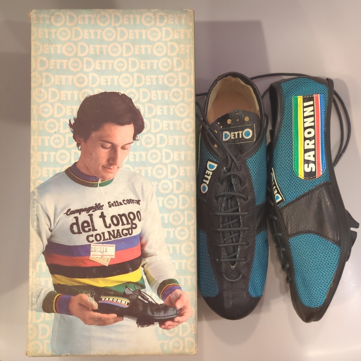 デットピエトロ detto pietro SARONNI サローニモデル? サイクリングシューズ EU40=25cm相当 黒 ビンテージ ダメージ少 箱付き(06)