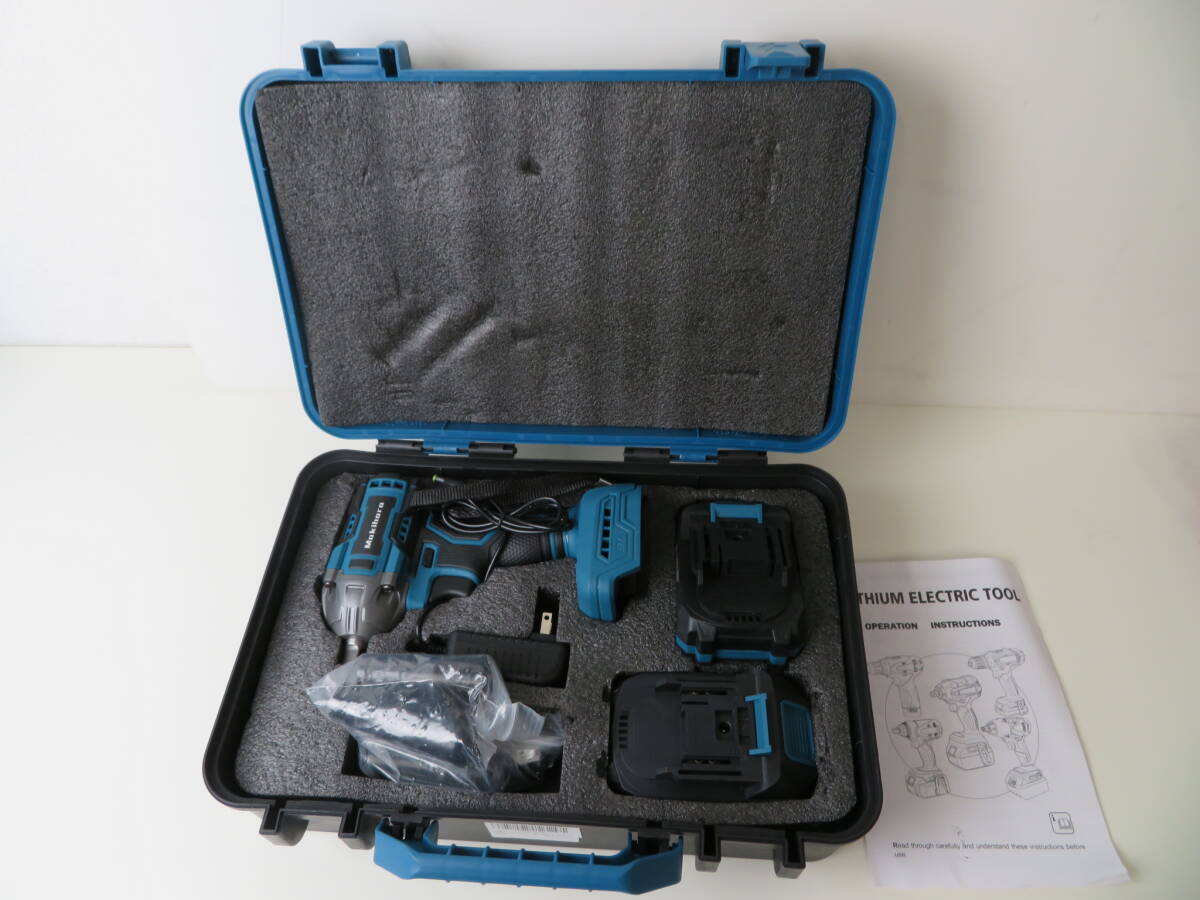 ◆【未使用・新品】Makihara 充電式インパクトレンチ 電動 コードレス 21Vバッテリー 1/2インチ トルク:300N.m LED 正逆転 無段変速 整備