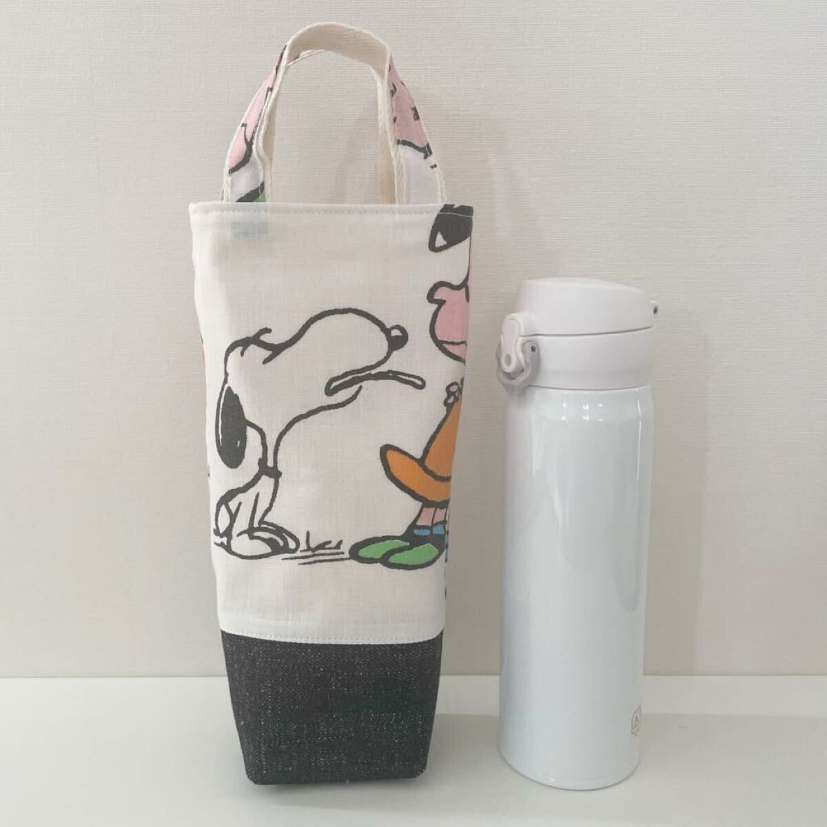 ●500ml用　水筒ケース　スヌーピー　シーツリメイク*ハンドメイド*ビンテージシーツ 9