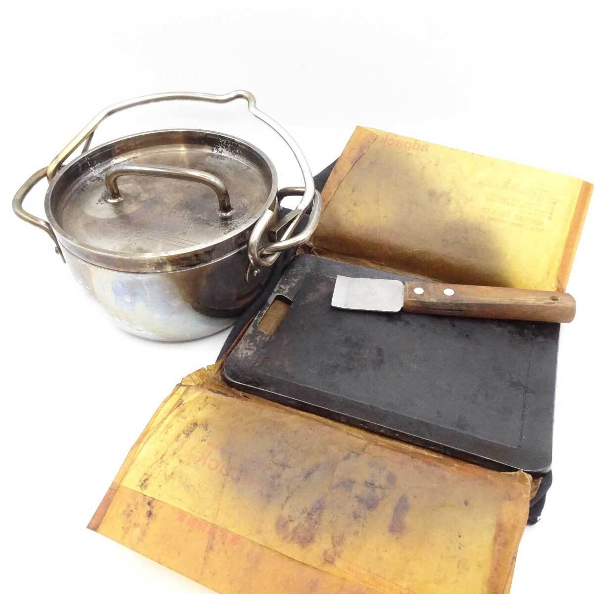 コリアグランドセール 【中古】TSBBQ 燕三条製 ライトステンレス ダッチオーブン 6インチ M.M.Factory 極厚鉄板 solo model(207×147×厚さ5mm) ダッチオーブン