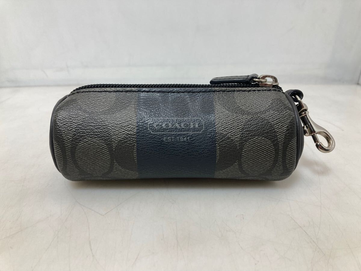 49-73 COACH シグネチャー ポーチ グレーブラウン PVC
