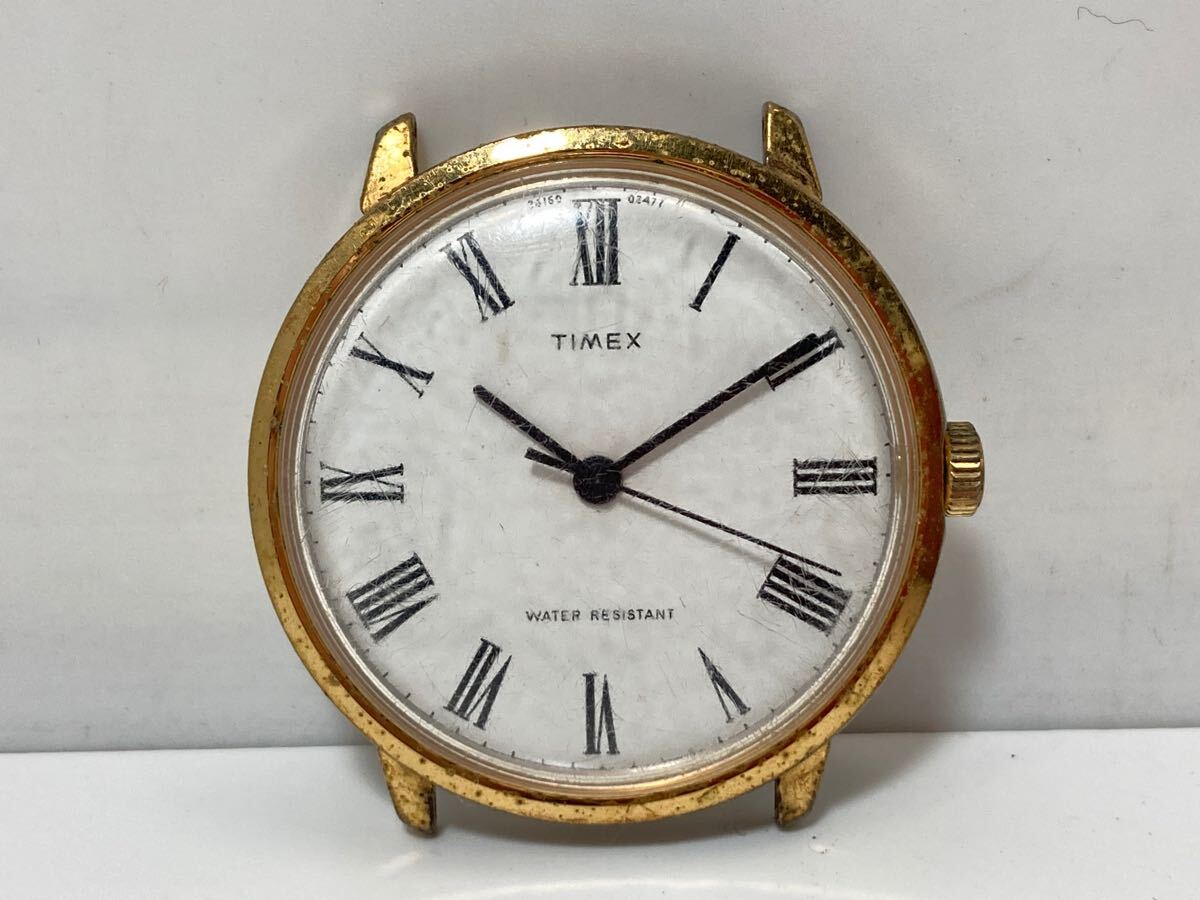 49-74 フェイスのみ TIMEX ヴィンテージウォッチ 手巻き 腕時計 ゴールド ホワイト タイメックス