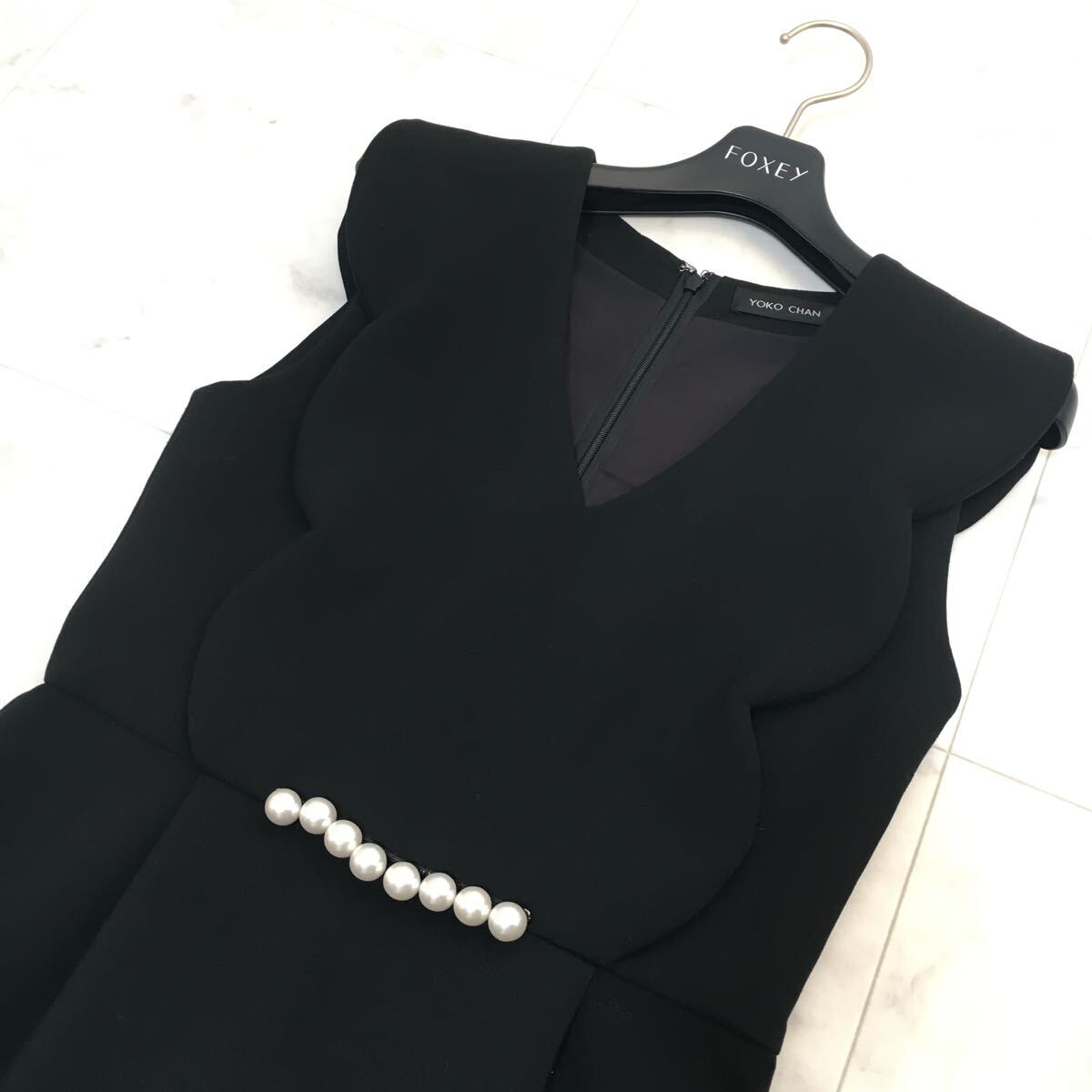 近年美品 YOKO CHAN ヨーコチャン スカラップ パール ワンピース 近年美品 YOKO CHAN ヨーコチャン スカラップ パール ワンピース