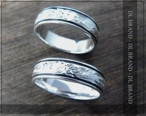 [US4]ハワイアンジュエリーブラックボーダー6mmリング/6号 シルバーアクセサリーsilver925レディース誕生日プレゼント記念日贈り物