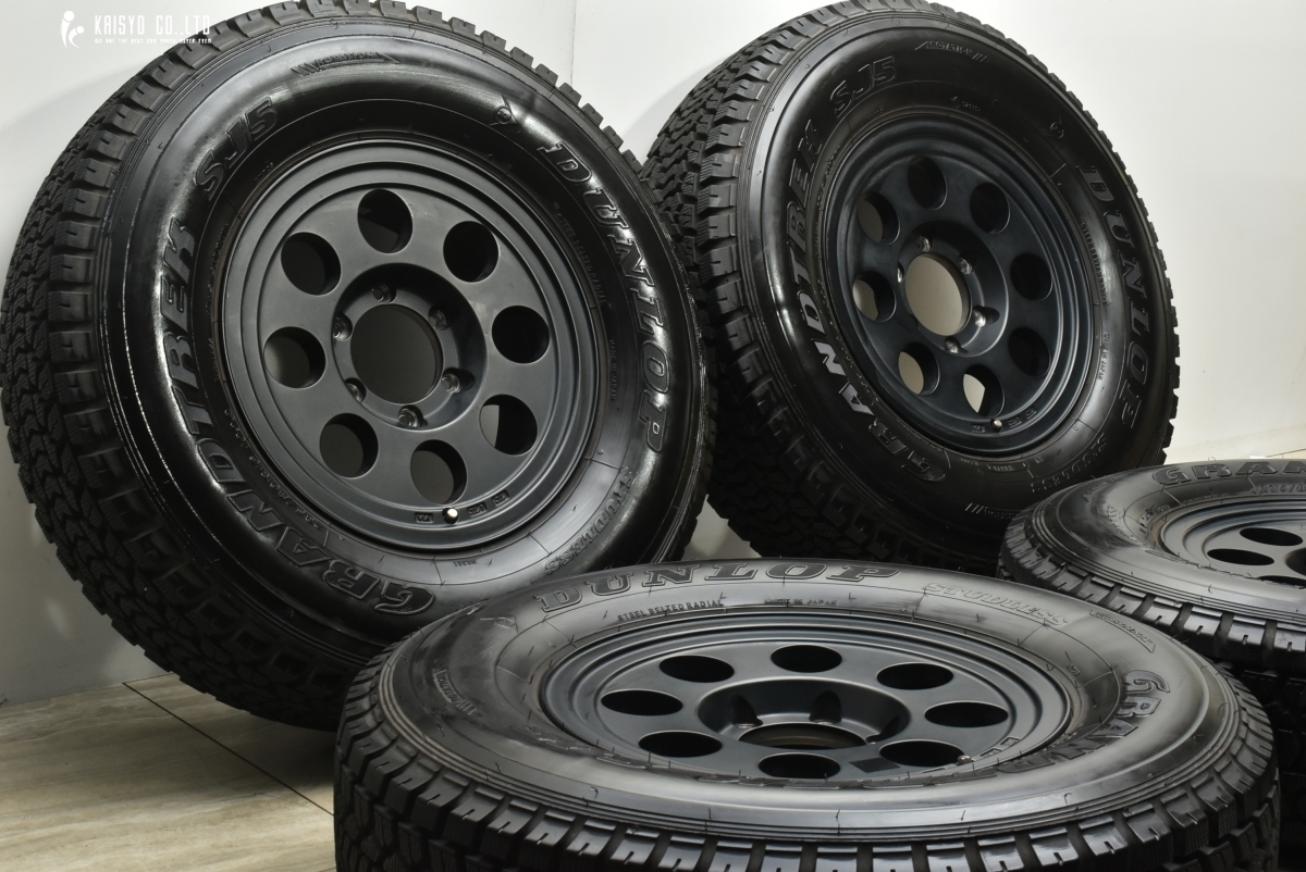 【バリ溝 美品】ジムライン タイプ2 16in 6.5J +25 PCD139.7 ダンロップ グラントレック SJ5 235/80R16 95プラド ナローサイズ 送料無料