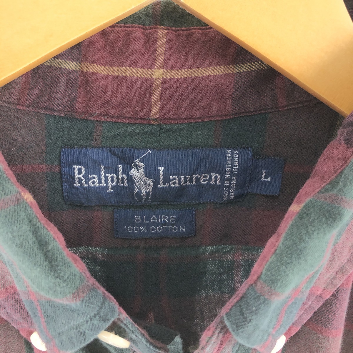 古著 ラルフローレン Ralph Lauren チェック柄 長(zhǎng)袖 ボタンダウンチェックシャツ メンズL相當(dāng) /eaa492377