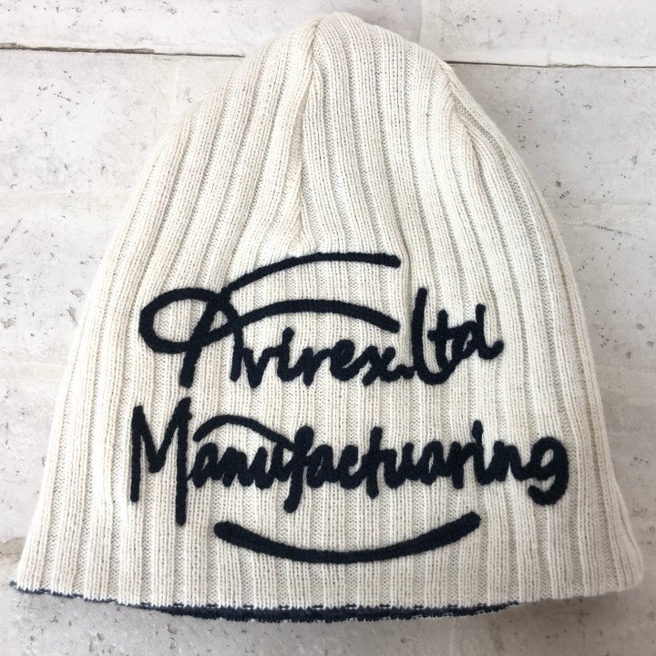 AVIREX ヴィレックス ロゴ刺繍 ビーニー ニット帽 ホワイト MU632025012906_画像1