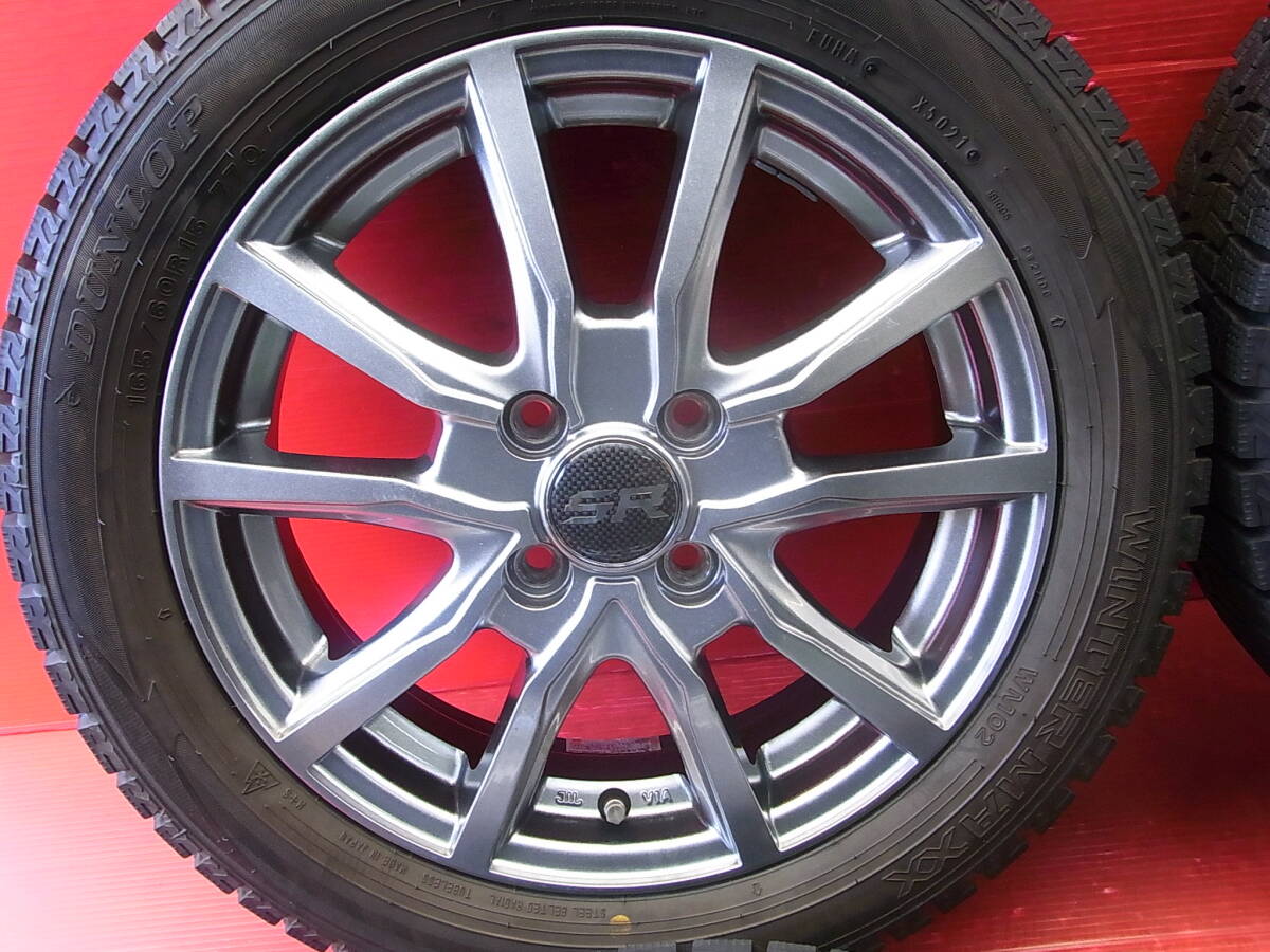 ハスラー等に！SR GM！4.5J 15インチ +45 100/4H +ダンロップ制 165/60R15 バリ溝スタッドレス付き４本SET！
