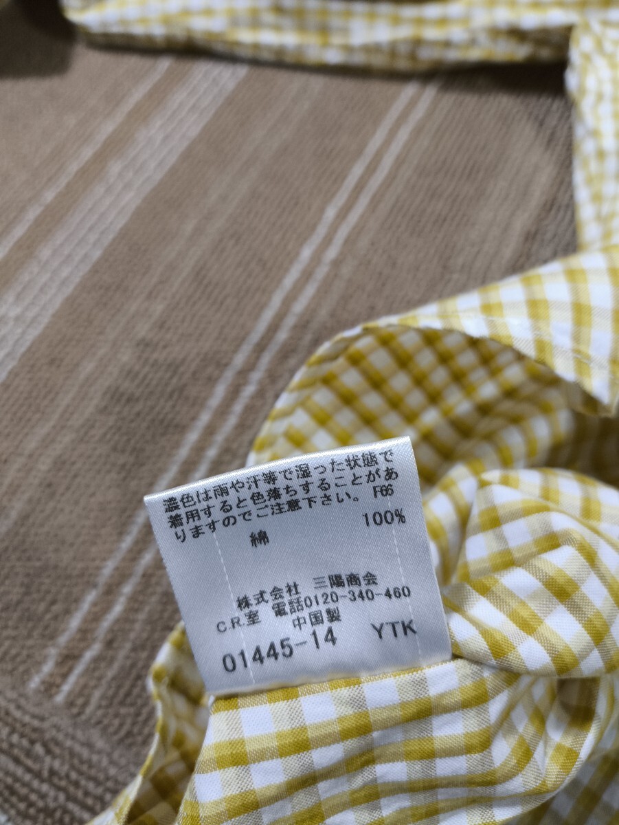  размер :2 прекрасный товар BURBERRY BLACK LABEL Burberry * Black Label кнопка down рубашка с длинным рукавом проверка вышивка Logo 