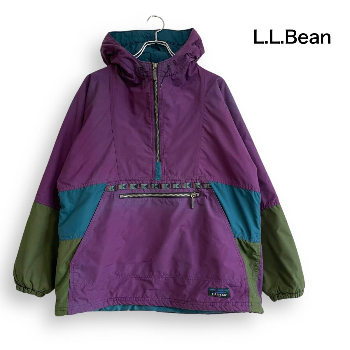 USA製 80s L.L.Bean エルエルビーン 中綿 アノラック ハーフジップ パーカー ジャケット チロリアンテープ ヴィンテージ