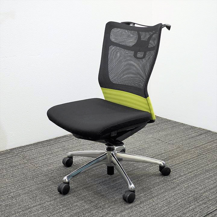 オカムラ フィーゴ メッシュタイプ ハンガー付 グリーン／ブラック 特価品　中古