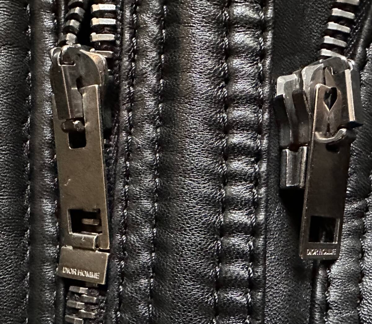 Dior HOMME 04AW フロントVパネルライダースレザーブルゾン46美品