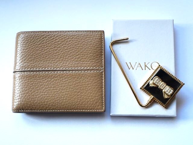 WAKO銀座和光♪レザーウォレット＋ハンドバッグハンガー