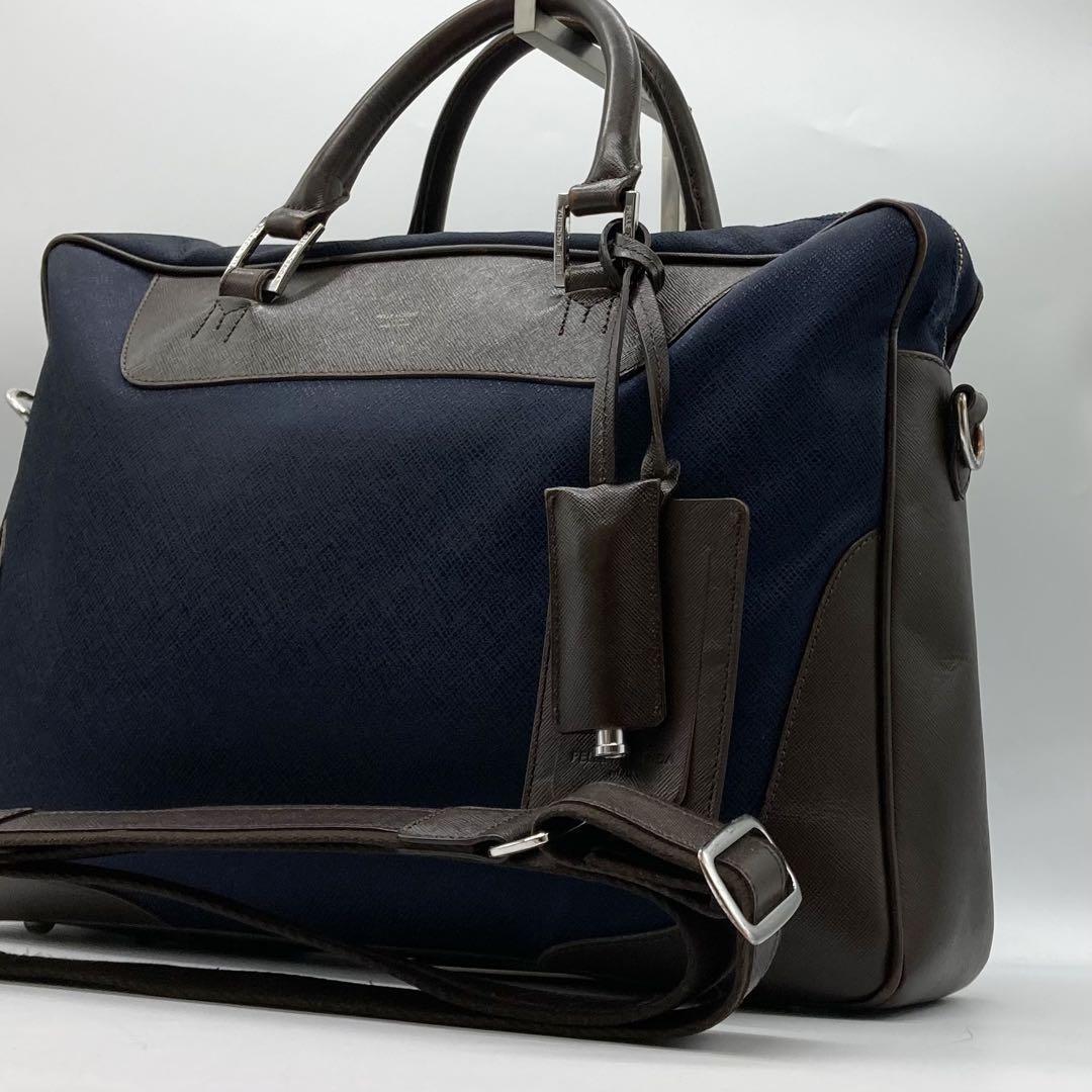 大容量/2way ペッレモルビダ PELLE MORBIDA キャピターノ トートバッグ ビジネスバッグ A4可 レザー ネイビ- 大容量/2way ペッレモルビダ PELLE MORBIDA キャピターノ トートバッグ ビジネスバッグ A4可 レザー ネイビ-