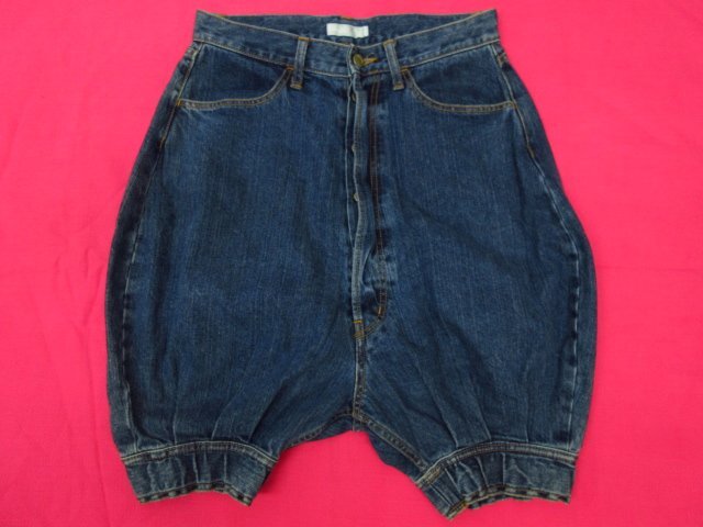 ｍ7732 美品　Ne-netネネット　ボタンフライ デニム ジーパン ハーフパンツ かぼちゃ サルエル ズボン 日本製　1　インディゴ染め　綿100％
