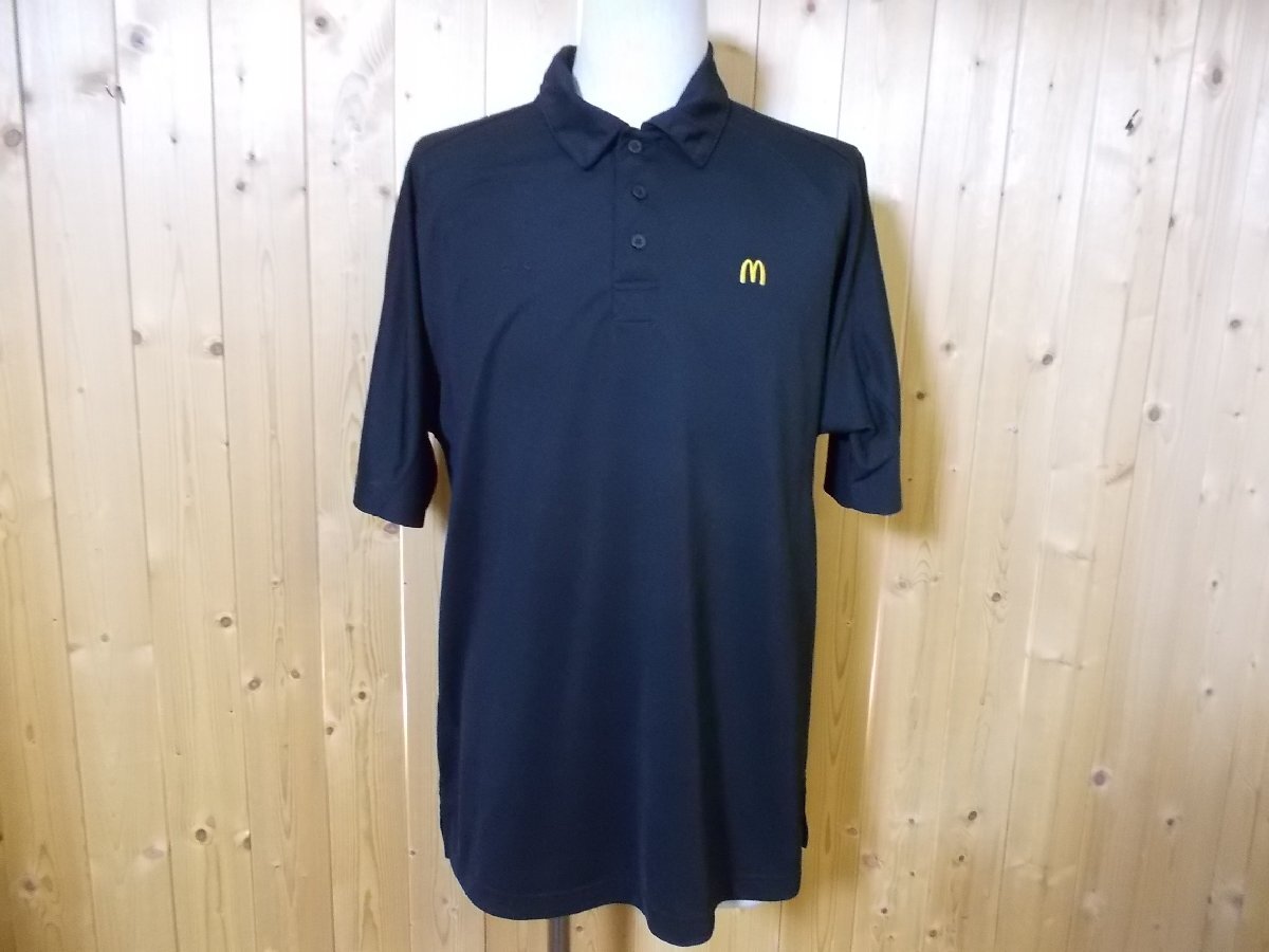 ◆US古着 McDonald's オフィシャル S/S ポロシャツ◆マクドナルド メンズ サイズM ブラック アパレルコレクション マック ゆうパケット