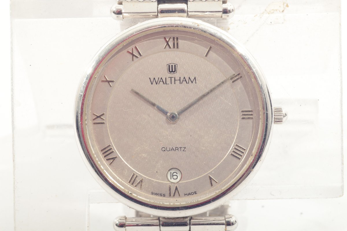 WALTHAM/ウォルサム ◎ デイト ラウンド ローマン [160.1071] クォーツ 腕時計 ◎#1224