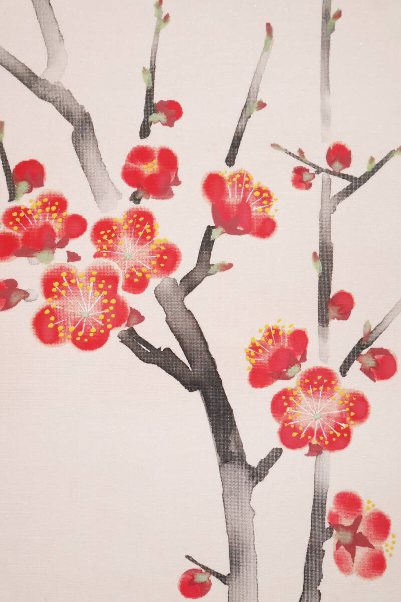 真作】☆双幅【紅白梅】日本画家 田中六一◇絹本 肉筆 共箱付 真作】☆双幅【紅白梅】日本画家 田中六一◇絹本 肉筆 共箱付