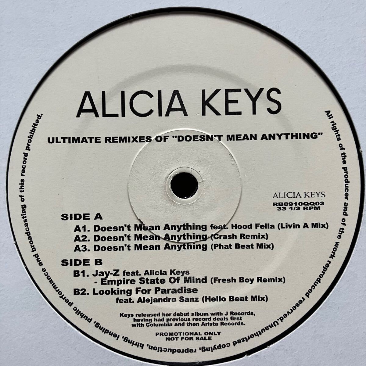 【この盤オンリーRemix】ALICIA KEYS / ULTIMATE REMIXES OF DOESN'T MEAN ANYTHING / JAY-Z EMPIRE STATE OF MIND Looking For Paradise