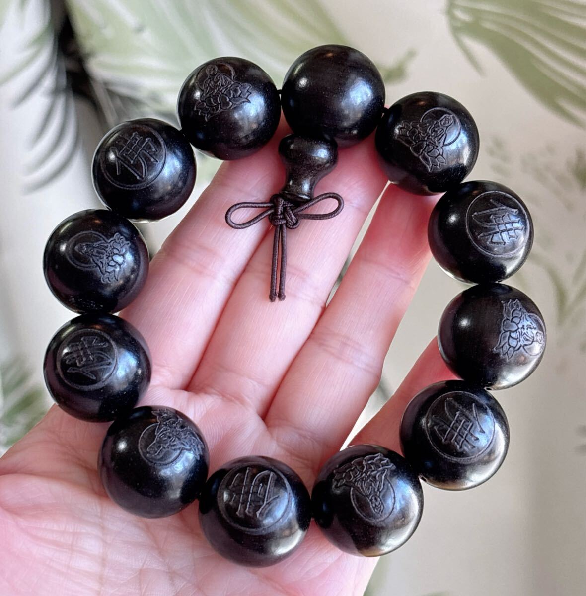 天然木 黑檀木仏珠.数珠.念珠.ブレスレット（番号A4366）_画像1