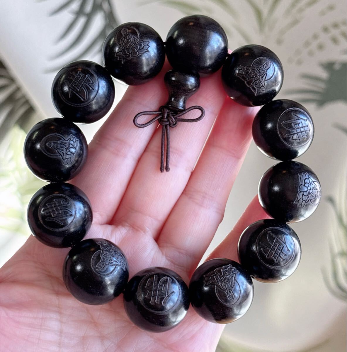 天然木 黑檀木仏珠.数珠.念珠.ブレスレット（番号A4366）_画像2