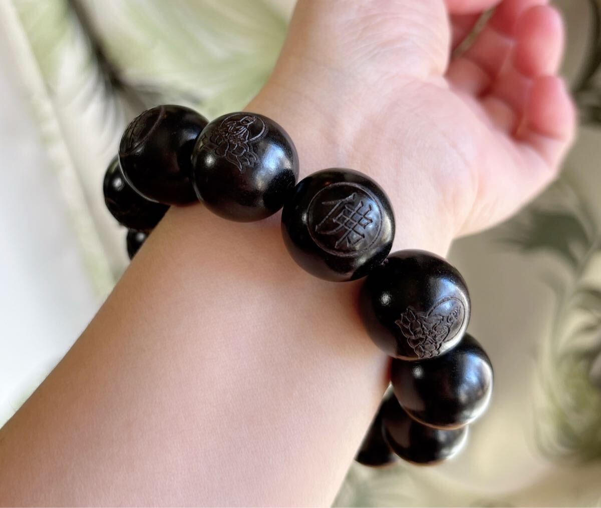 天然木 黑檀木仏珠.数珠.念珠.ブレスレット（番号A4366）_画像7