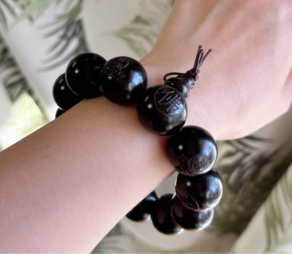 天然木 黑檀木仏珠.数珠.念珠.ブレスレット（番号A4366）_画像6