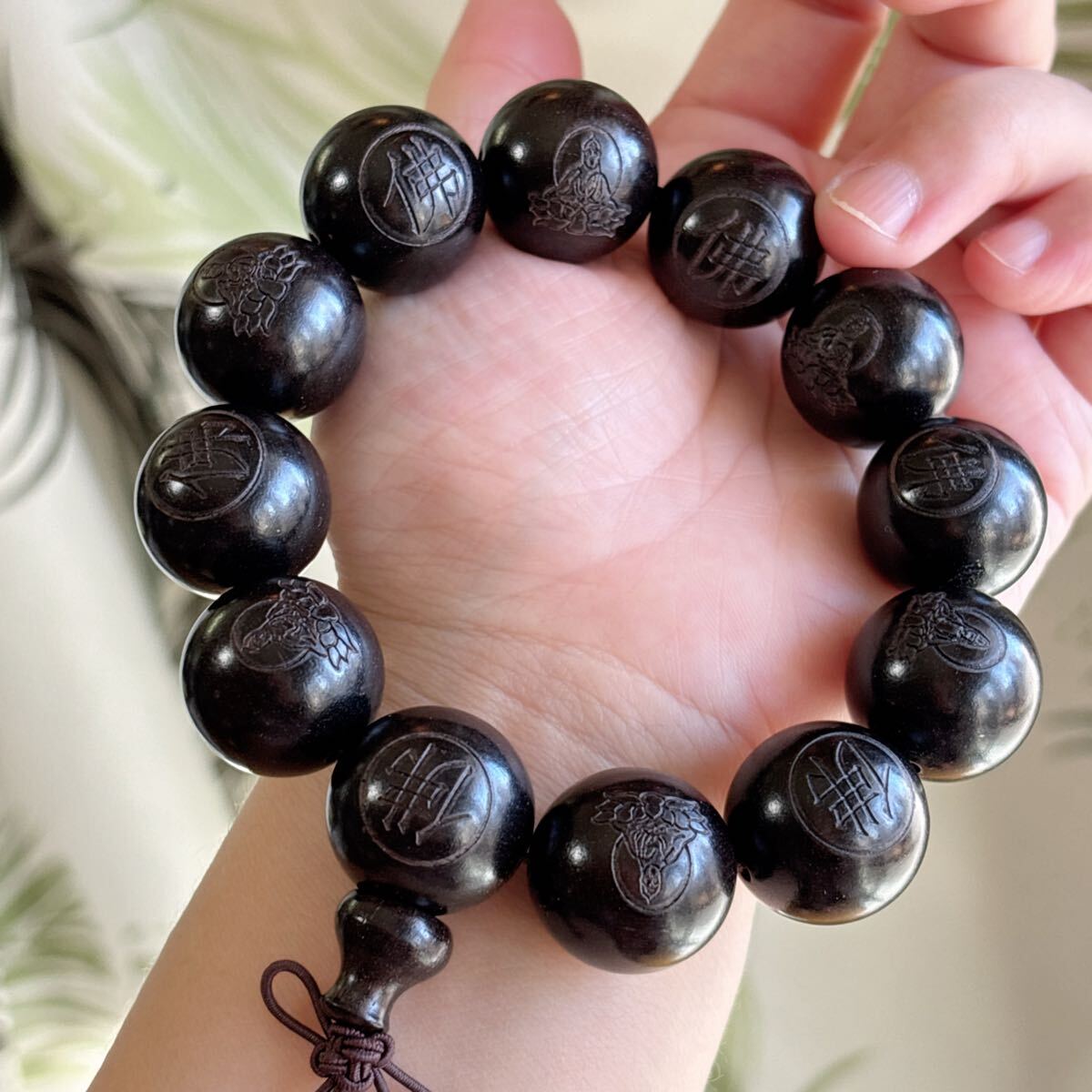 天然木 黑檀木仏珠.数珠.念珠.ブレスレット（番号A4366）_画像3