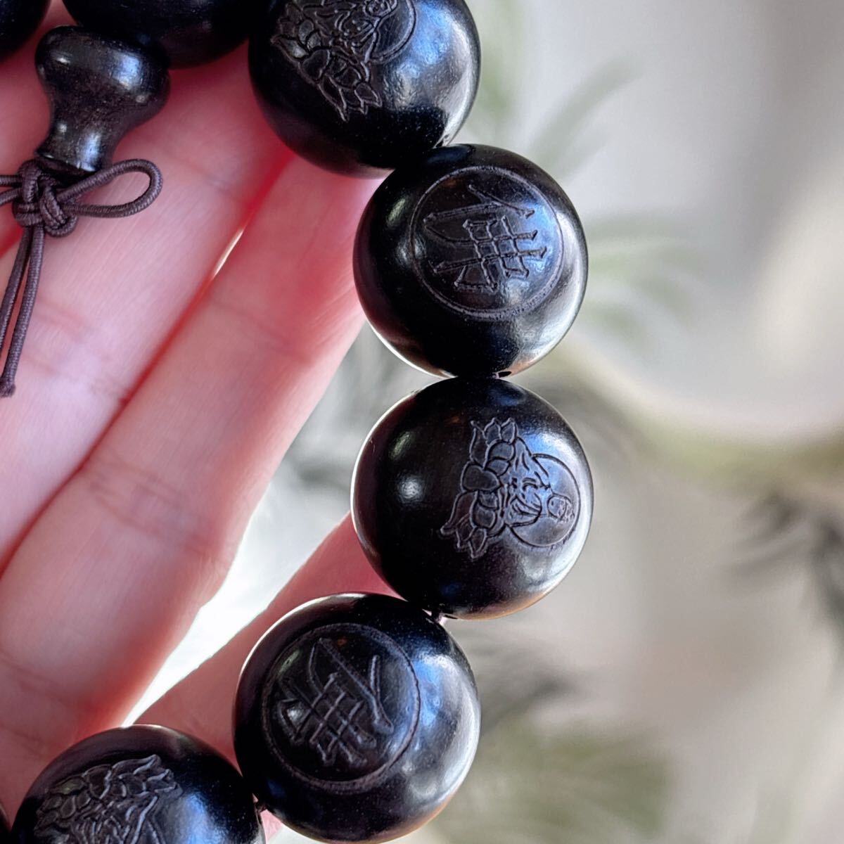 天然木 黑檀木仏珠.数珠.念珠.ブレスレット（番号A4366）_画像4