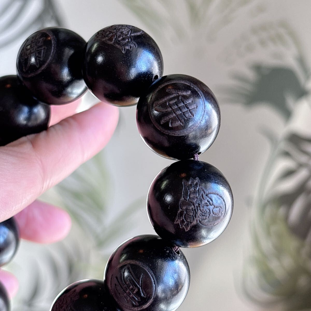 天然木 黑檀木仏珠.数珠.念珠.ブレスレット（番号A4366）_画像5