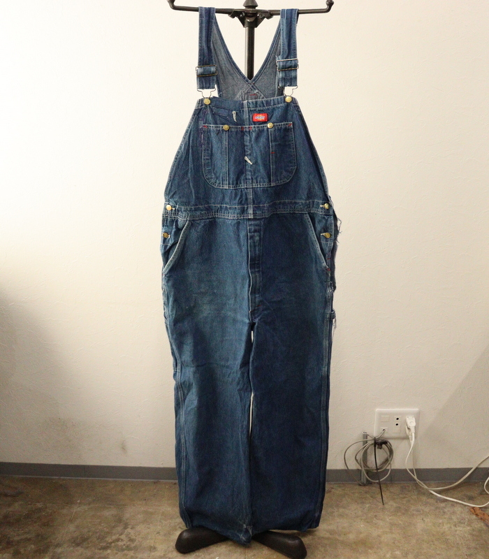 F132 2000年代製 DICKIES ディッキーズ デニム オーバーオール■00s 表記42インチ ブルー 青 アメカジ ワーク サロペット ストリート 古着