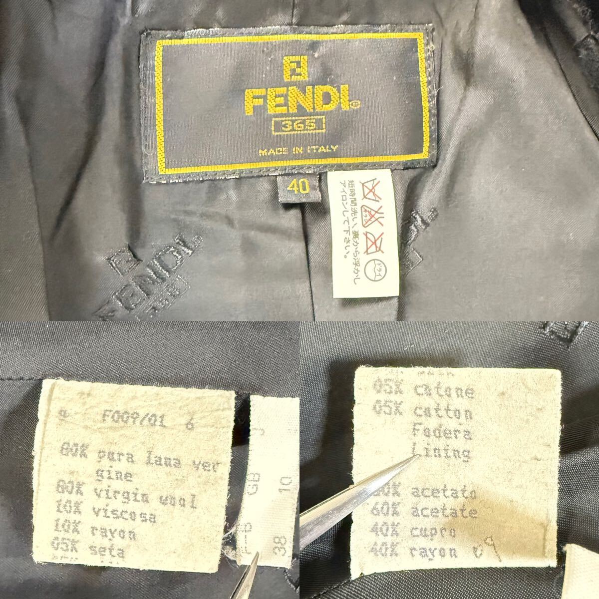 美品】FENDI フェンディ ウール ヴィンテージ チェスターコート 美品】FENDI フェンディ ウール ヴィンテージ チェスターコート
