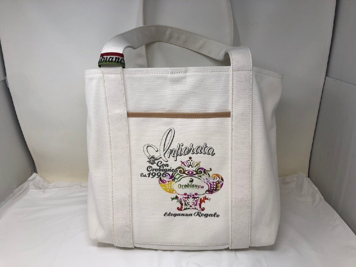 ◆Orobianco　オロビアンコ　トートバッグ　白　バッグ　中古◆13934★