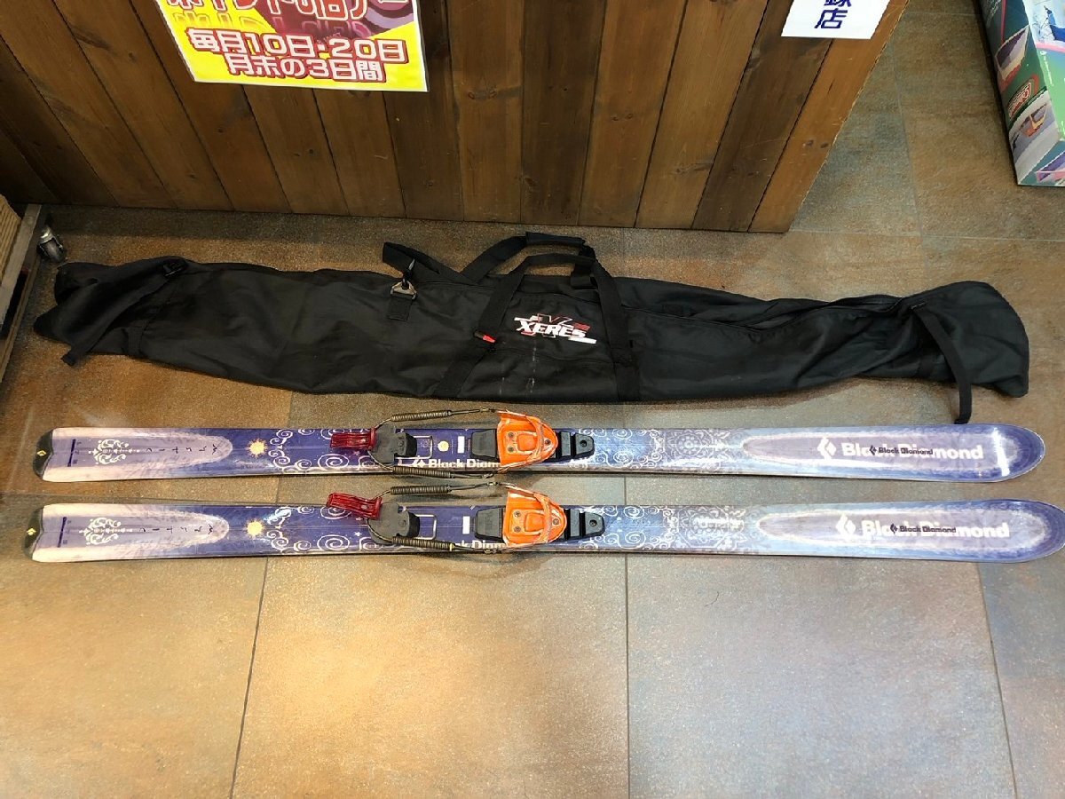 ◆Black Diamond ブラックダイヤモンド テレマーク スキー板 mystic 176cm VOILEビンディング付き アウトドア 中古 現状◆14922★