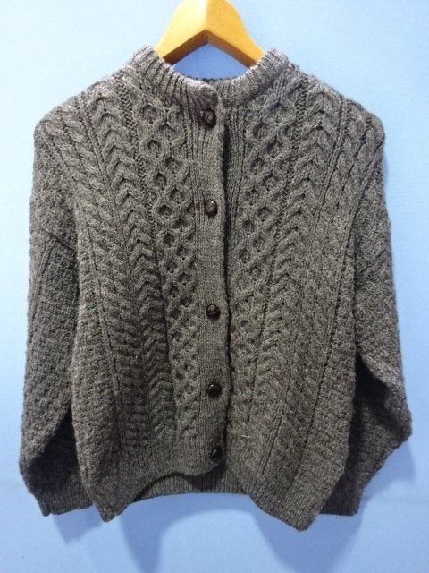 ◆aran アラン ニットカーディガン グレー 灰色 サイズ表記無し アウター 中古◆7095