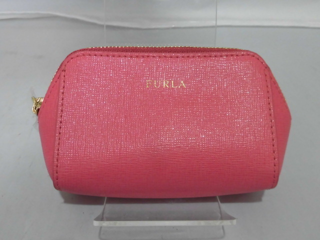 ◆未使用　フルラ メイクポーチ 　小物ポーチ レザー ピンク　FURLA ◆0173